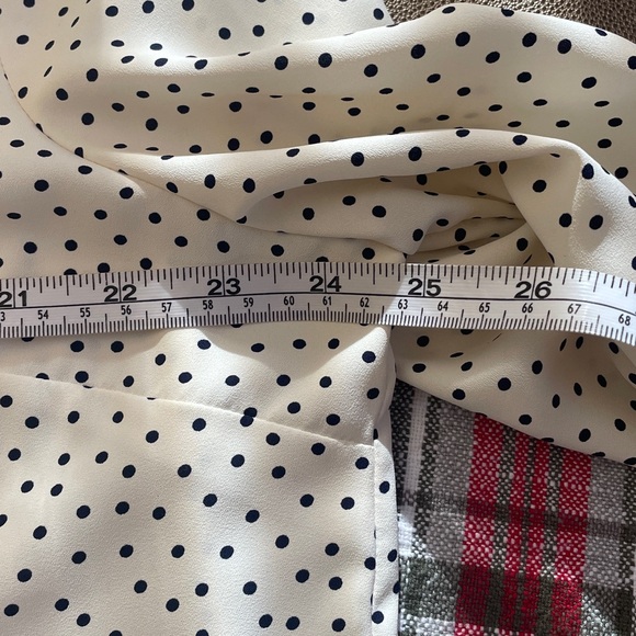 Talbots Petite Ruffle Neck Polka Dot Long Sleeve Blouse - Picture 8 of 11